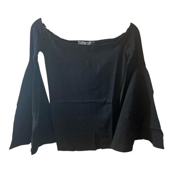 Free The Roses Black Flowy Sleeves Top Off The Shoulders Size Medium 100% Cotton - Picture 1 of 7